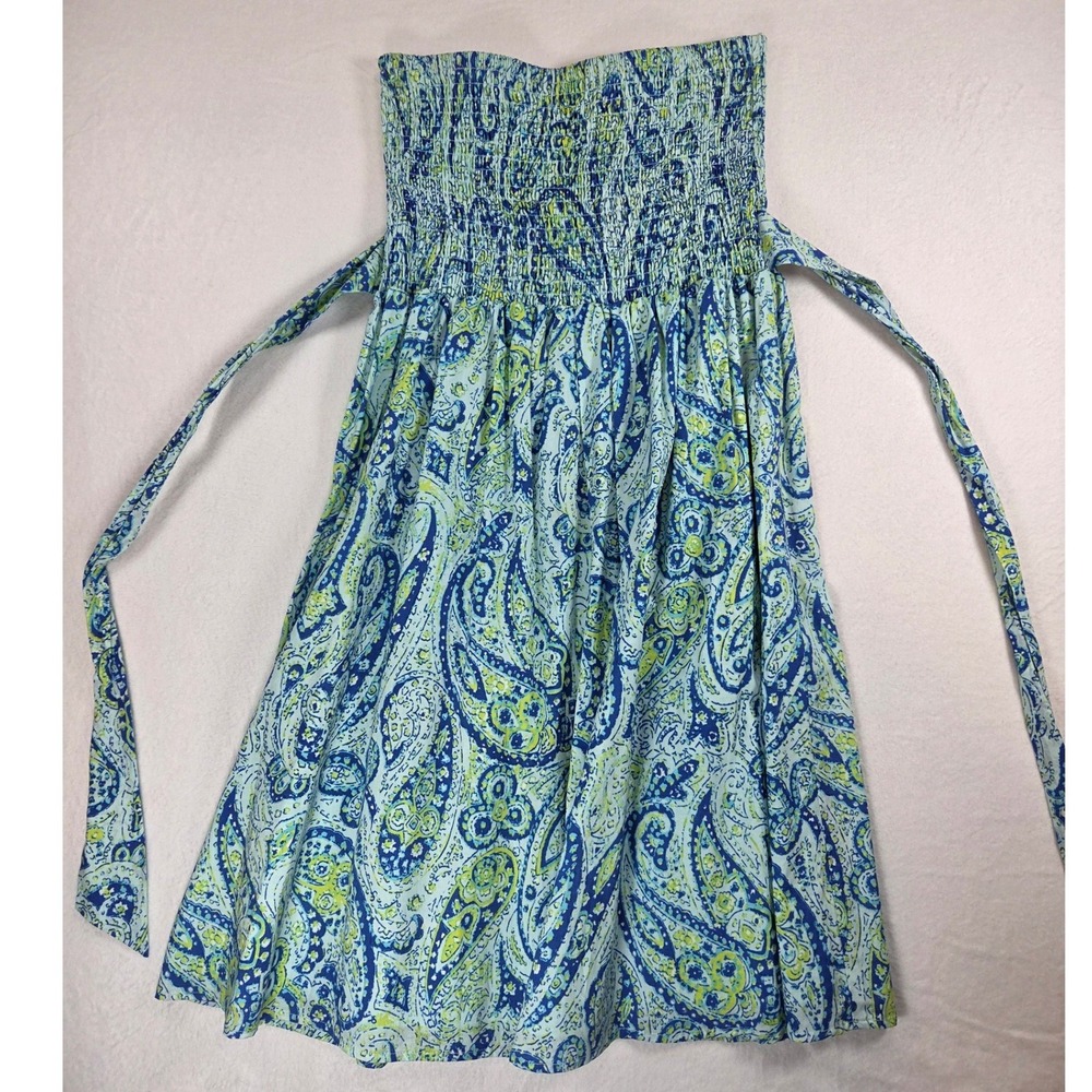 Island Republic Tube Top Strapless Halter Cotton Midi Dress Smocked Blue Boho XL